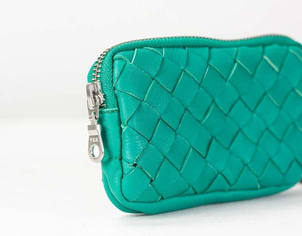 Antheia Wallet - Mint Handwoven Leather #3