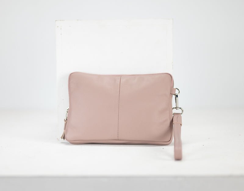 Antheia clutch wallet - Beige pink sheepskin - milloobags