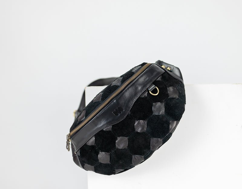 Haris fanny pack - Black handwoven leather - milloobags