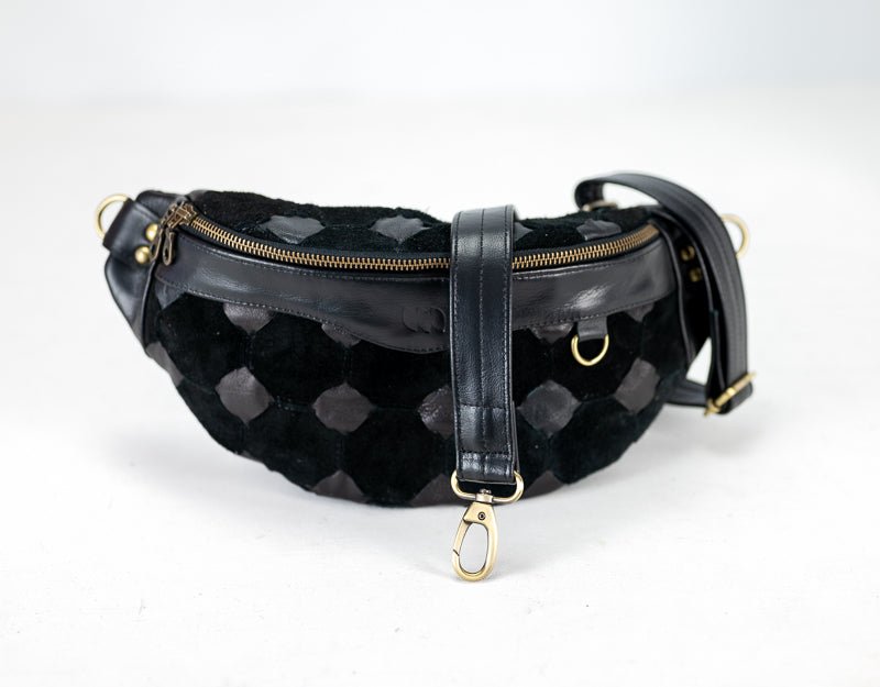 Haris fanny pack - Black handwoven leather - milloobags