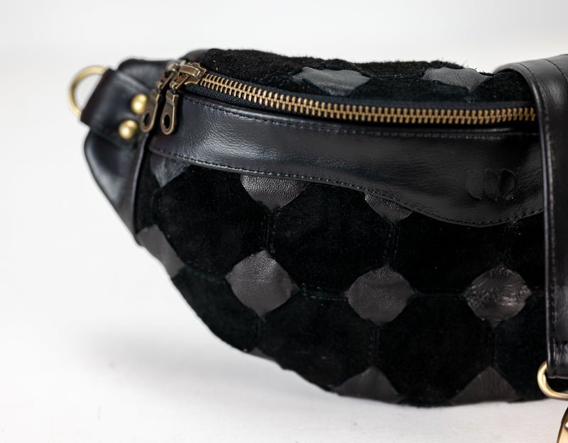 Haris fanny pack - Black handwoven leather - milloobags