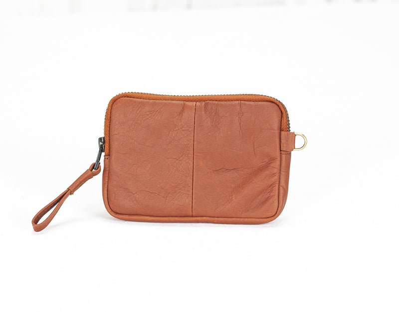 Antheia mini wallet - Sienna brown leather - milloobags