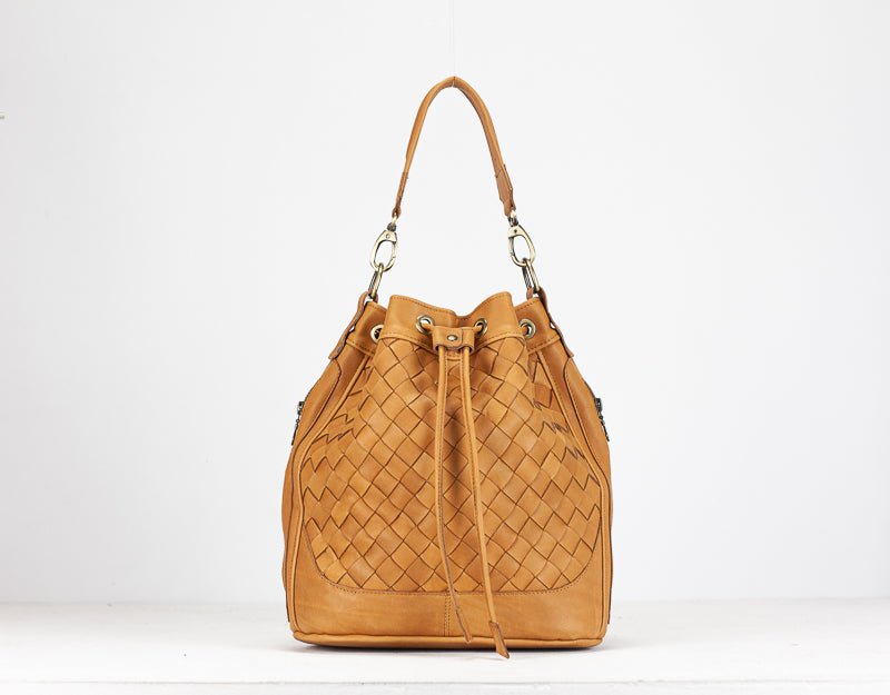 Danae bag - Tabac brown handwoven leather - milloobags