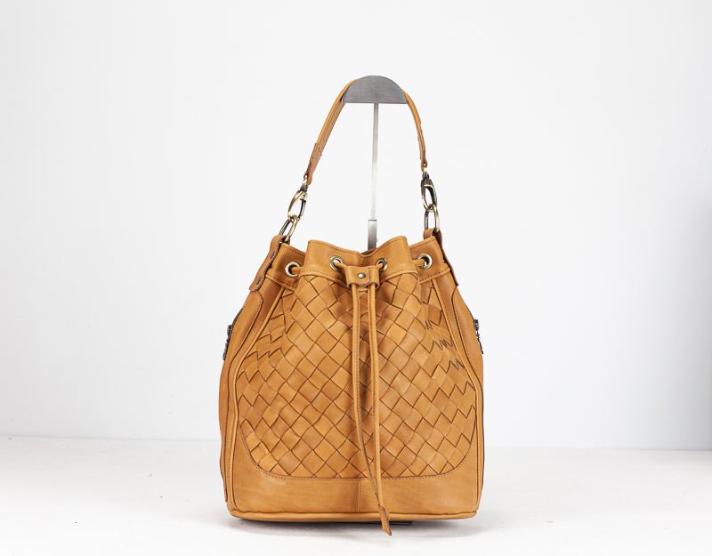 Danae bag - Tabac brown handwoven leather - milloobags