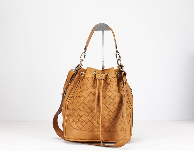 Danae bag - Tabac brown handwoven leather - milloobags