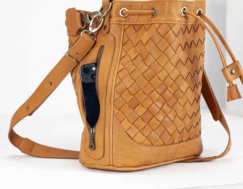 Danae bag - Tabac brown handwoven leather - milloobags