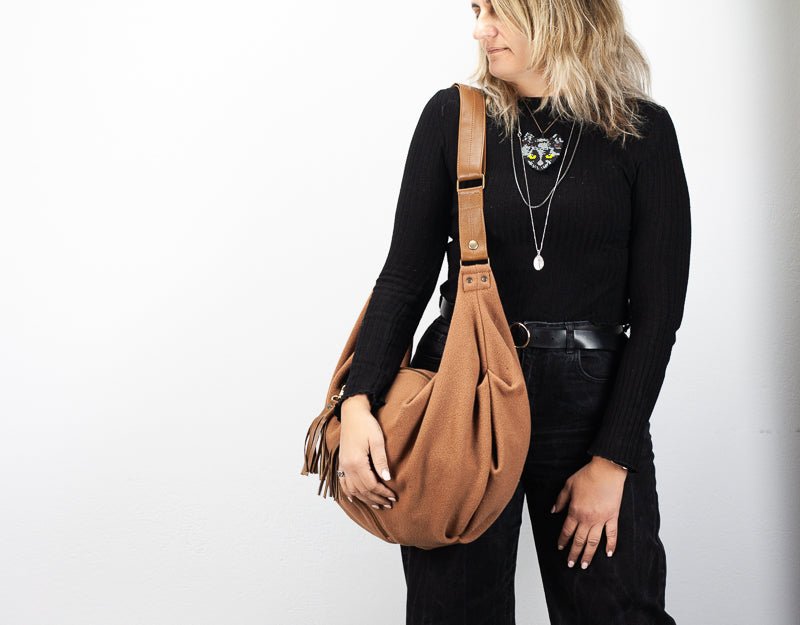 Kallia crossbody bag - Brown wool and leather - milloobags