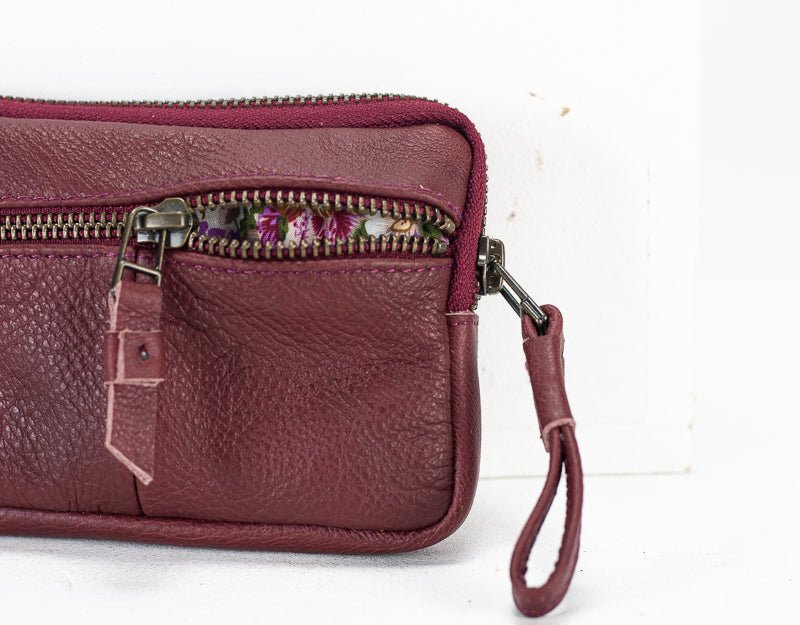 Antheia mini wallet - Burgundy leather - milloobags