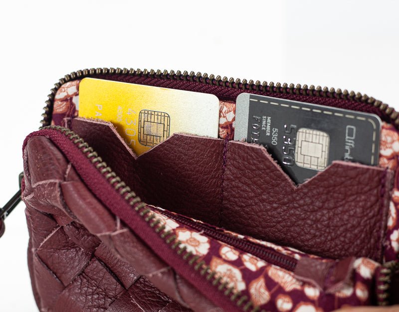 Antheia mini wallet - Burgundy leather - milloobags