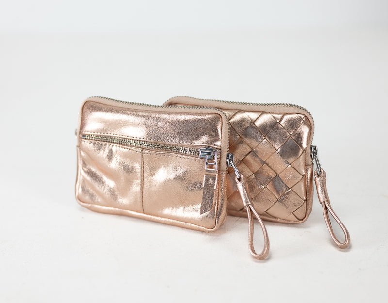 Antheia mini wallet - Coated leather in gold, silver or brass - milloobags