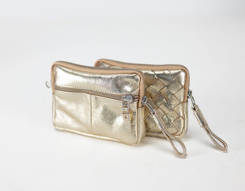 Antheia mini wallet - Coated leather in gold, silver or brass - milloobags