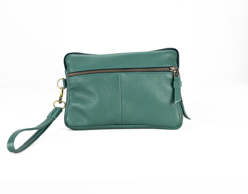 Antheia clutch wallet - Petrol green leather - milloobags