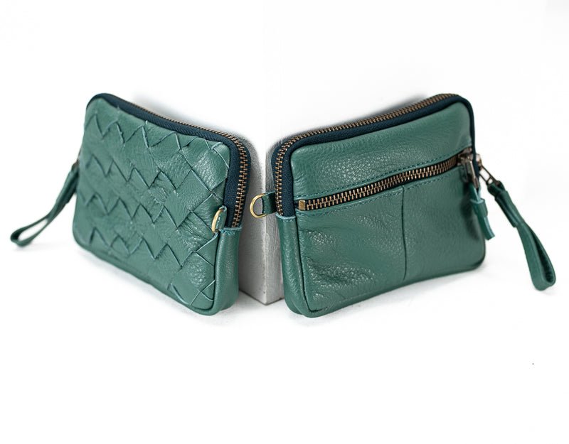 Antheia mini wallet - Petrol green leather - milloobags