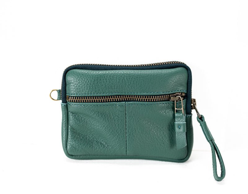 Antheia mini wallet - Petrol green leather - milloobags