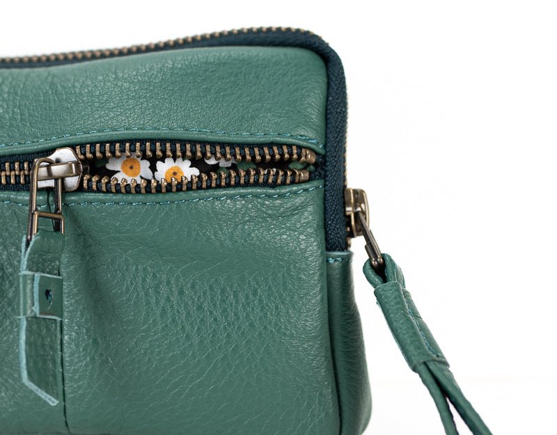 Antheia mini wallet - Petrol green leather - milloobags