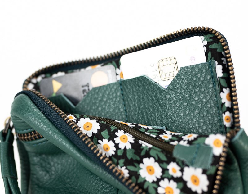 Antheia mini wallet - Petrol green leather - milloobags