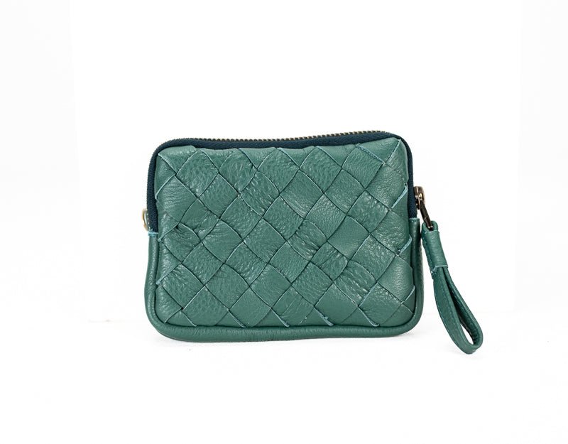 Antheia mini wallet - Petrol green leather - milloobags