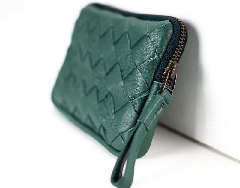 Antheia mini wallet - Petrol green leather - milloobags