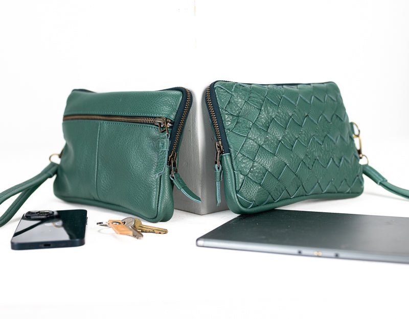 Antheia clutch wallet - Petrol green leather - milloobags