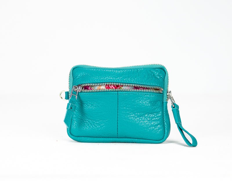 Antheia mini wallet - Turquoise leather - milloobags