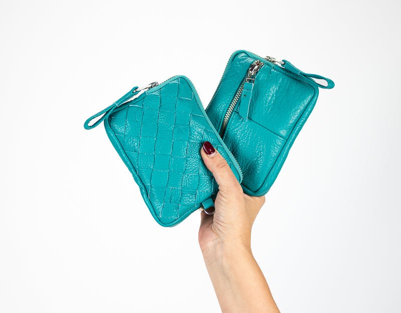 Antheia mini wallet - Turquoise leather - milloobags