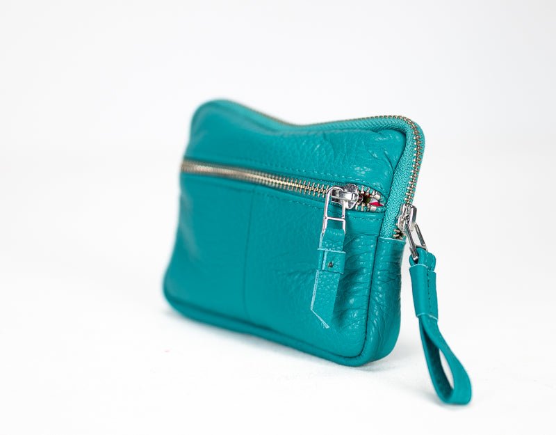 Antheia mini wallet - Turquoise leather - milloobags