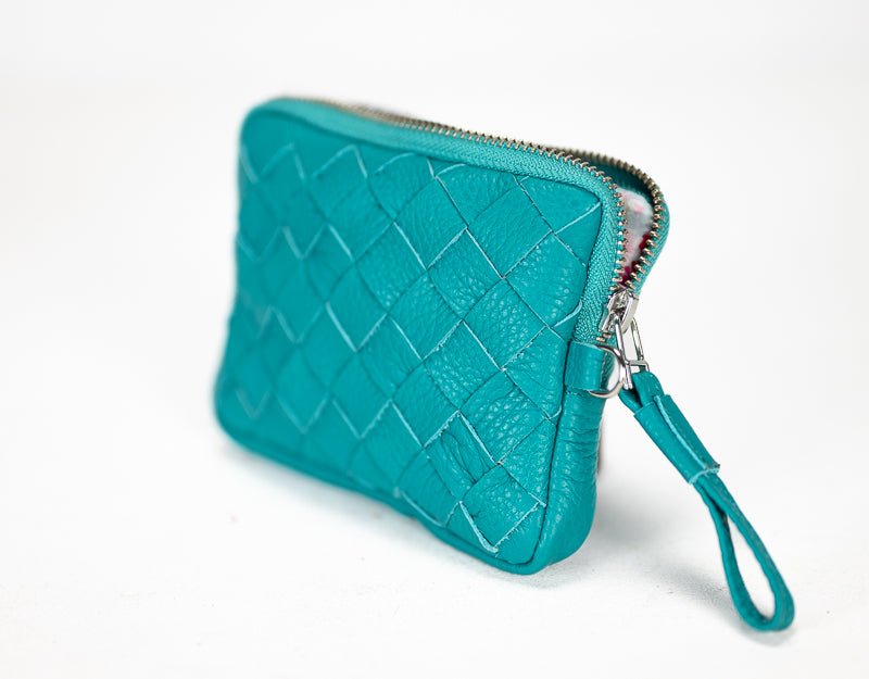 Antheia mini wallet - Turquoise leather - milloobags