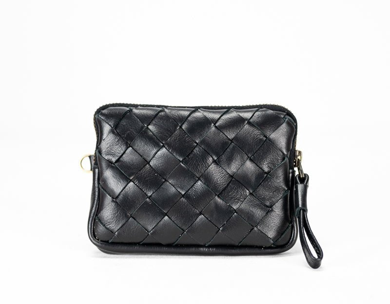 Antheia mini wallet - Black leather - milloobags