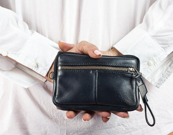 Antheia mini wallet - Black leather - milloobags