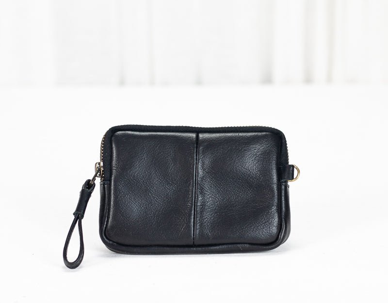 Antheia mini wallet - Black leather - milloobags