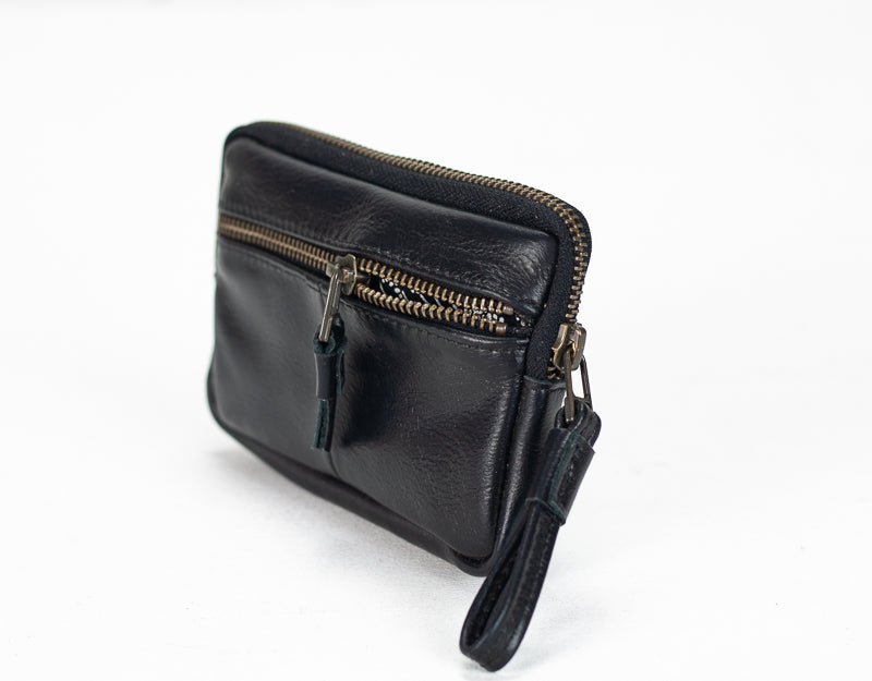 Antheia mini wallet - Black leather - milloobags