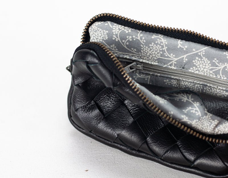 Antheia mini wallet - Black leather - milloobags