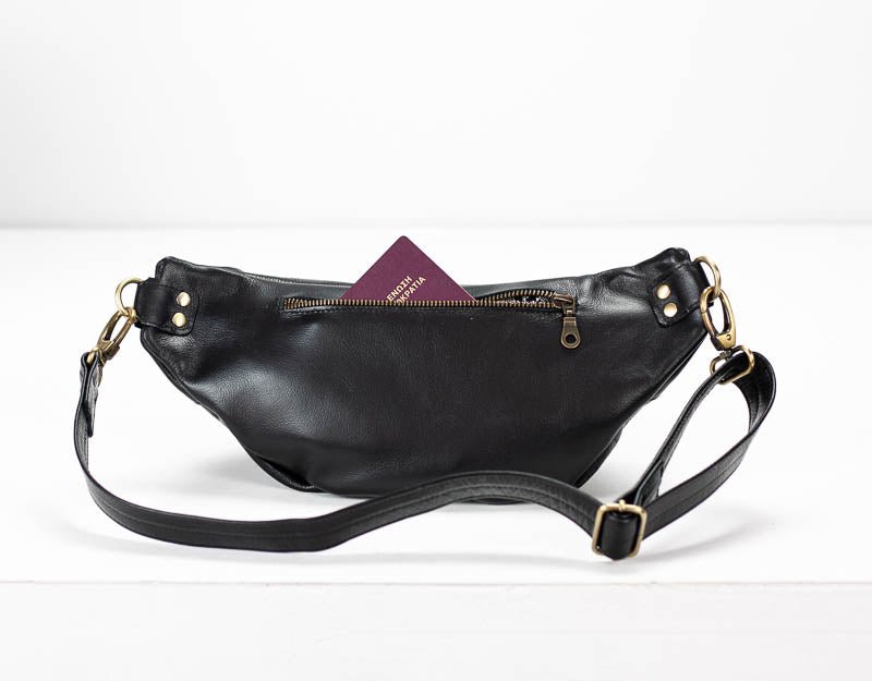 Haris fanny pack - Black handwoven leather - milloobags