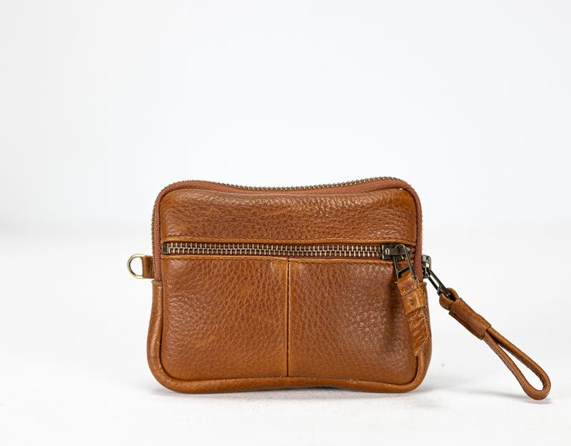 Antheia mini wallet - Brown pebbled leather - milloobags