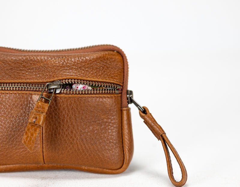 Antheia mini wallet - Brown pebbled leather - milloobags