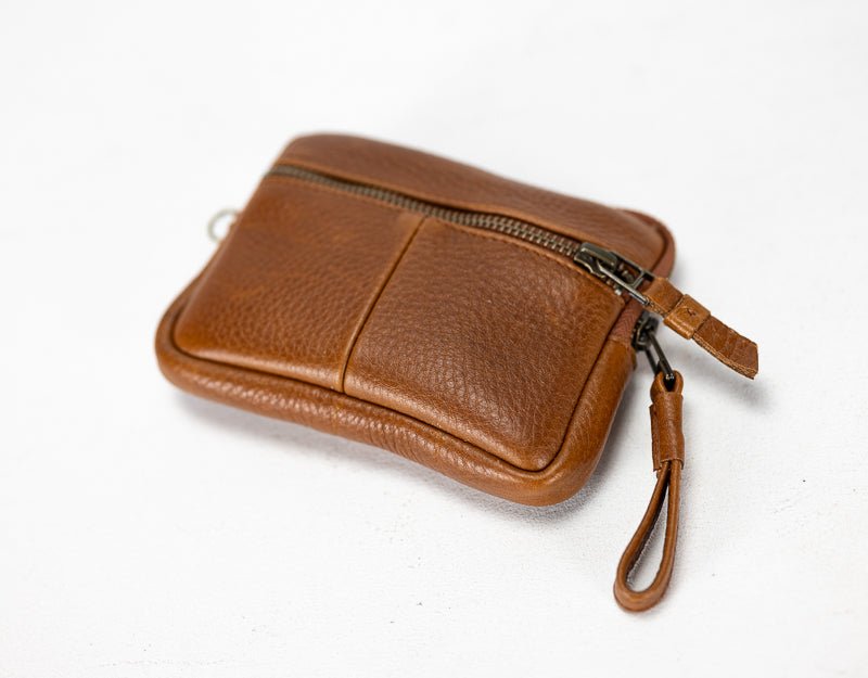 Antheia mini wallet - Brown pebbled leather - milloobags