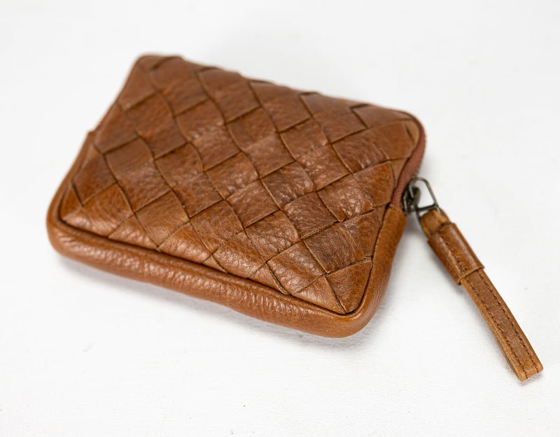 Antheia mini wallet - Brown pebbled leather - milloobags