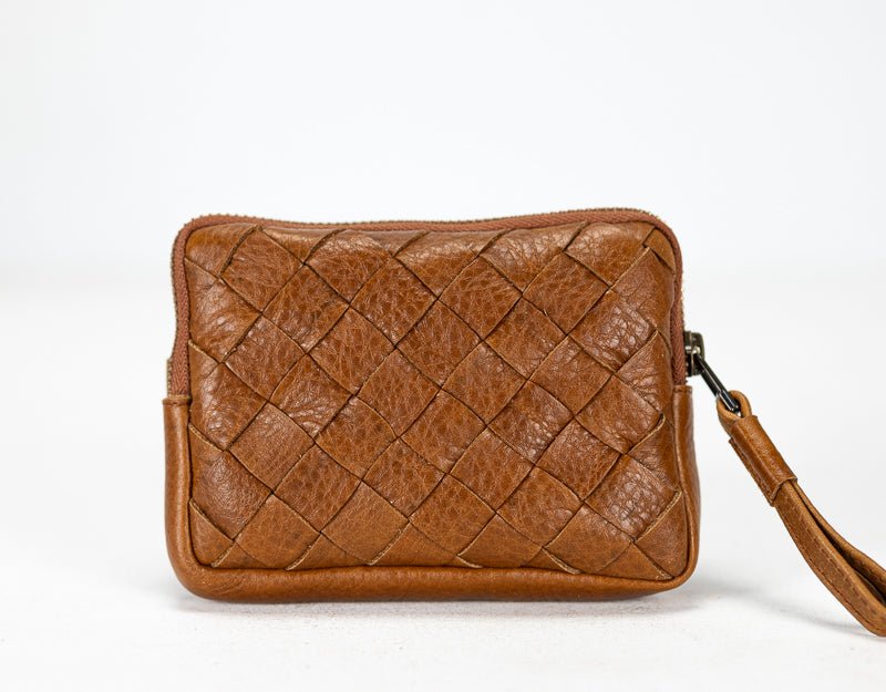 Antheia mini wallet - Brown pebbled leather - milloobags