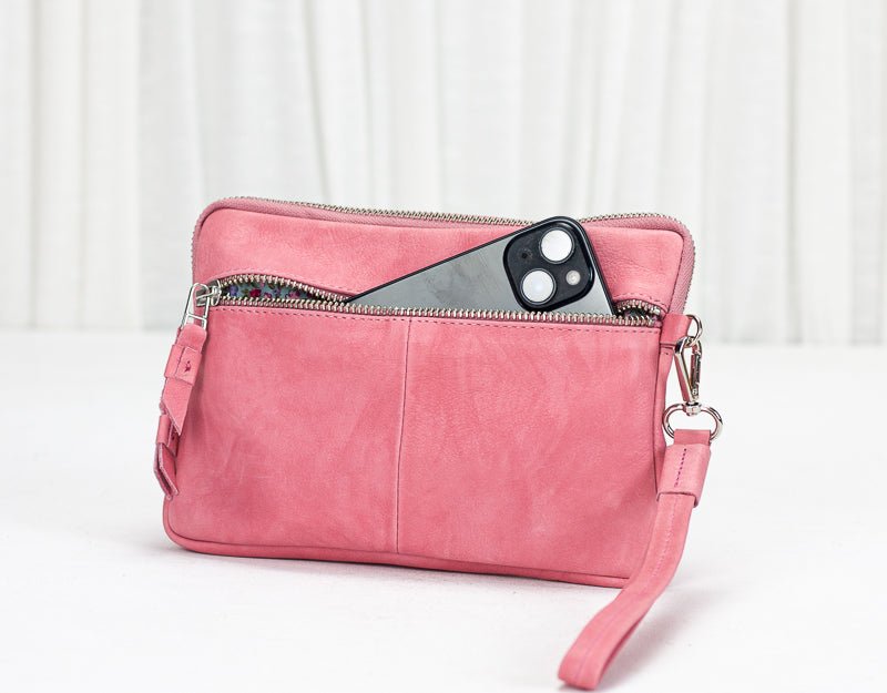 Antheia wallet - Bubble pink leather - milloobags