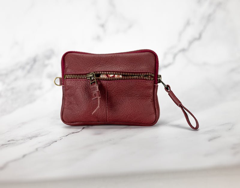 Antheia mini wallet - Burgundy leather - milloobags