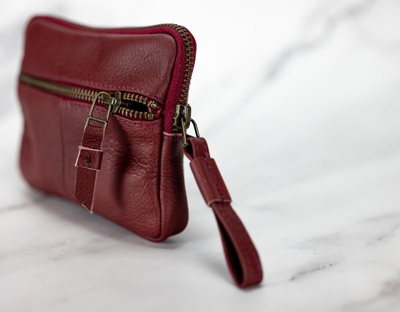 Antheia mini wallet - Burgundy leather - milloobags