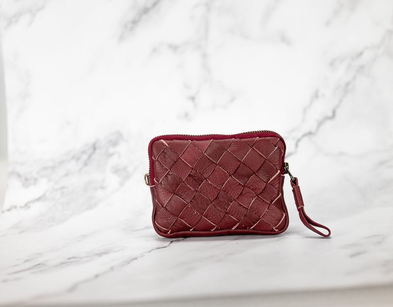 Antheia mini wallet - Burgundy leather - milloobags