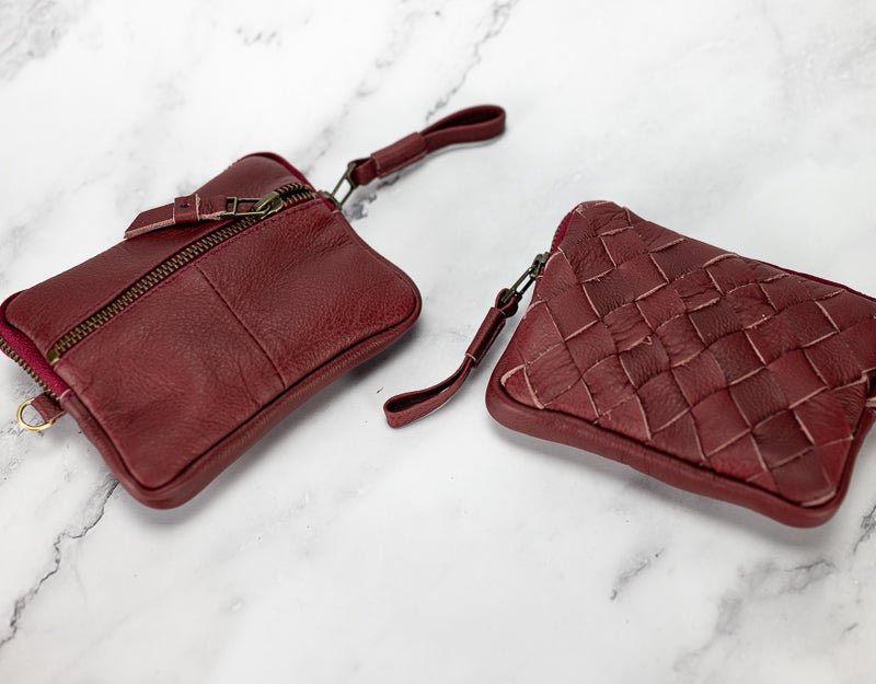 Antheia mini wallet - Burgundy leather - milloobags