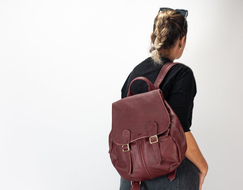 Artemis backpack - Burgundy leather - milloobags