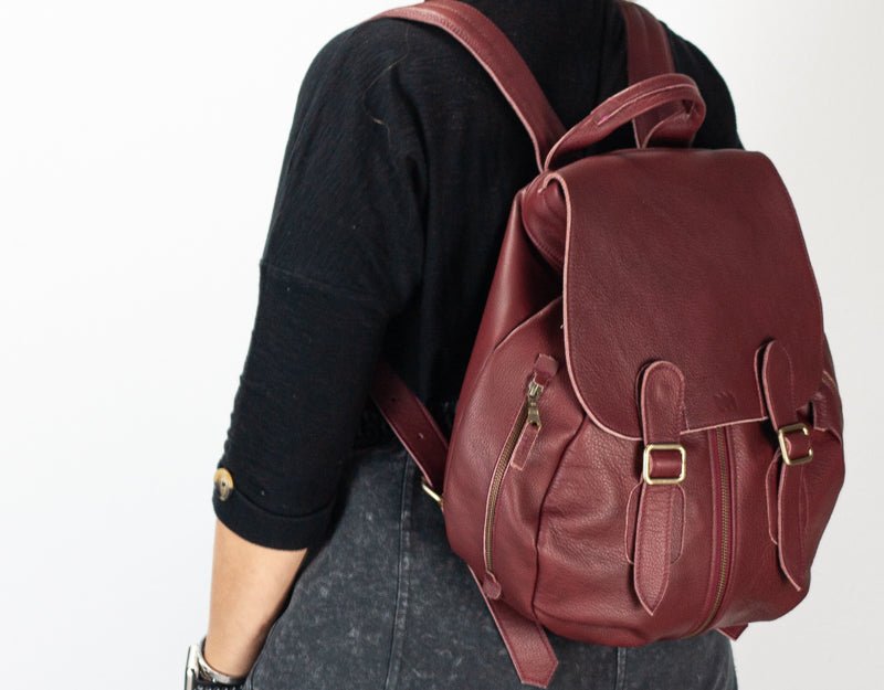 Artemis backpack - Burgundy leather - milloobags