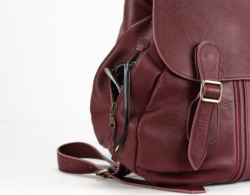 Artemis backpack - Burgundy leather - milloobags