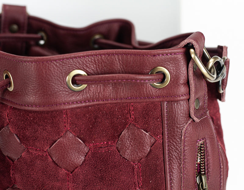 Danae bag - Burgundy handwoven leather