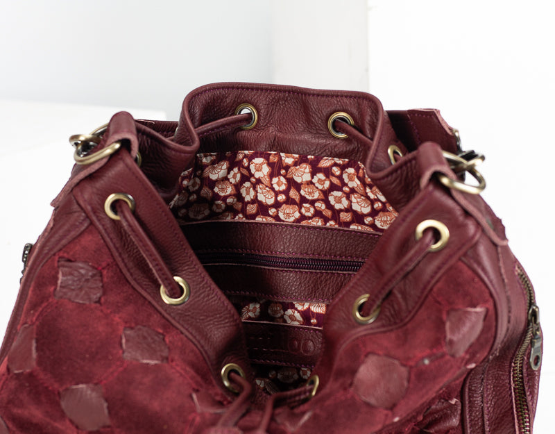 Danae bag - Burgundy handwoven leather