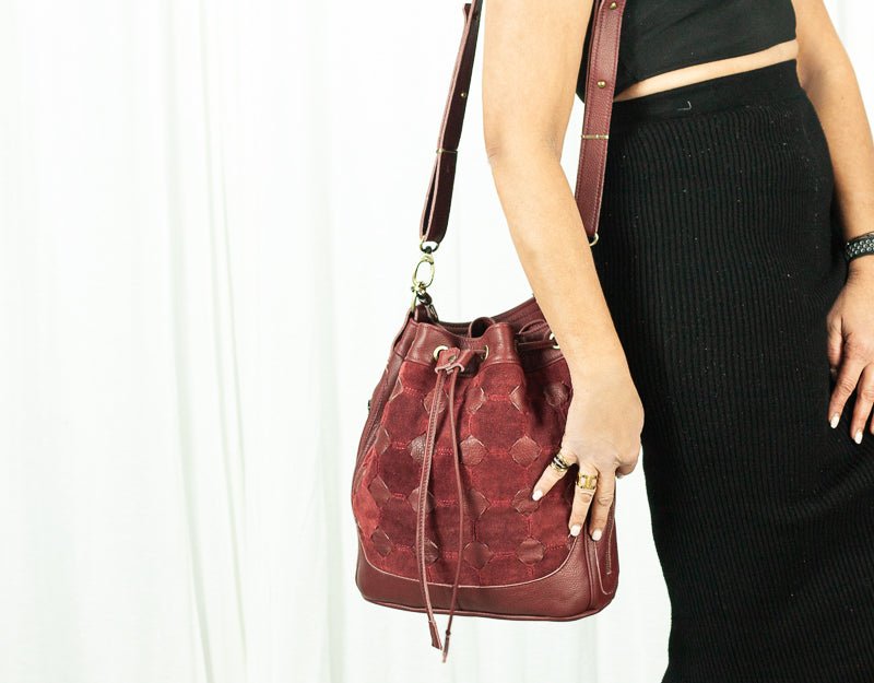 Danae bag - Burgundy handwoven leather - milloobags