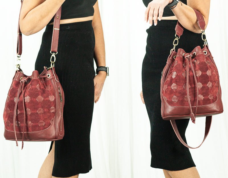 Danae bag - Burgundy handwoven leather - milloobags